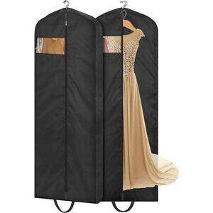 65 Inch Garment Bags 2 Pack Long Travel Dress Wedding Coat Suit Black Waterproof